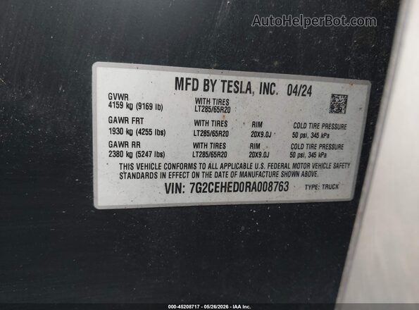 7G2CEHED0RA008763 2024 TESLA CYBERTRUCK Gray 