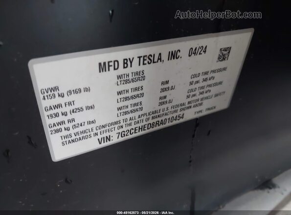 7G2CEHED8RA010454 2024 TESLA CYBERTRUCK Gray Engine compartment view