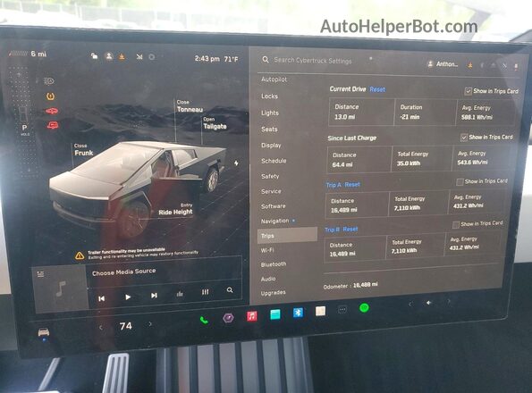7G2CEHEE2RA007042 2024 TESLA CYBERTRUCK Серый Вид щитка приборов