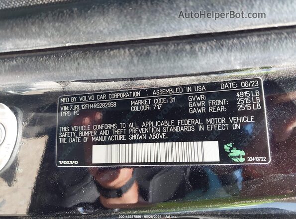 7JRL12FH4RG282958 2024 VOLVO S60 Black Շարժիչի բաժամունքի տեսք
