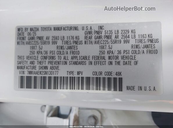 7MMVAAEW2SN130177 2025 MAZDA CX-50 HYBRID White Engine compartment view
