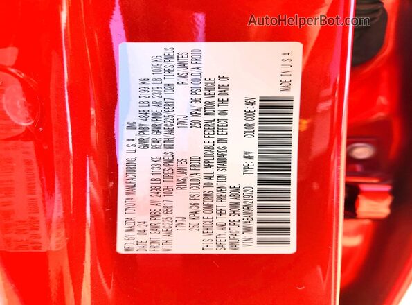 7MMVABAM9RN219720 2024 MAZDA CX-5 Red VIN կոդի պիտակի տեսք
