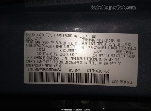 7MMVABBM0RN201654 2024 MAZDA CX-5 Gray ძრავის განყოფილების ხედი