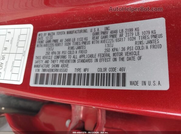 7MMVABBM3RN185580 2024 MAZDA CX-5 Red Vista del compartimento del motor