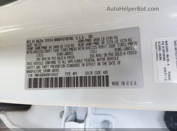 7MMVABBM4RN158422 2024 MAZDA CX-5 White Vista del compartimento del motor