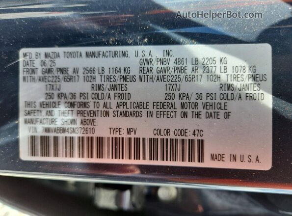 7MMVABBM4SN372610 2025 MAZDA CX-5 Gray Vista interior de 360 grados