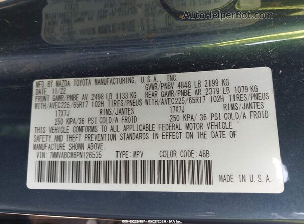7MMVABCM6PN126535 2023 MAZDA CX-5 Blue Շարժիչի բաժամունքի տեսք