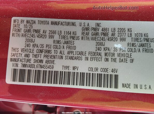 7MMVABDL6TN455459 2026 MAZDA CX-5 Red Widok komory silnika