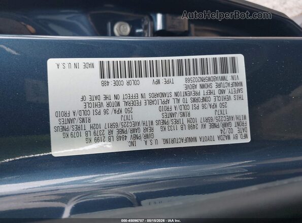 7MMVABDM5RN202568 2024 MAZDA CX-5 Blue ძრავის განყოფილების ხედი
