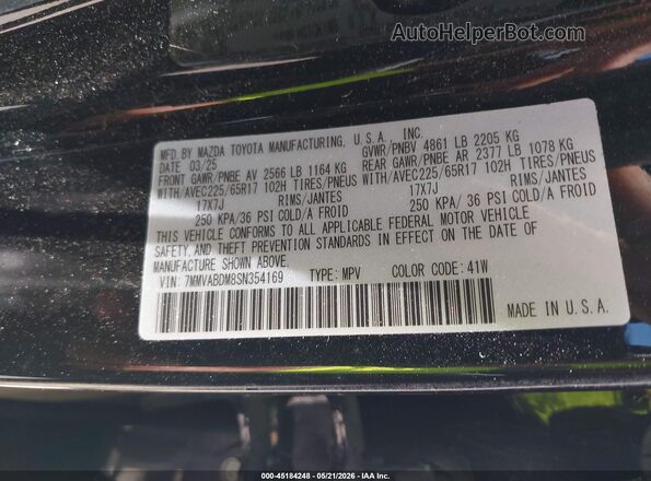 7MMVABDM8SN354169 2025 MAZDA CX-5 Black Widok komory silnika