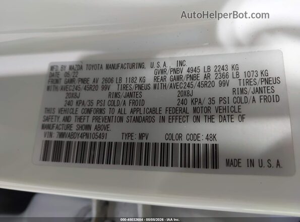 7MMVABDY4PN105491 2023 MAZDA CX-5 White ძრავის განყოფილების ხედი