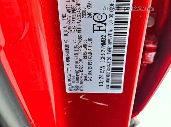 7MMVABDY9SN323760 2025 MAZDA CX-5 Red Widok naklejki z numerem VIN