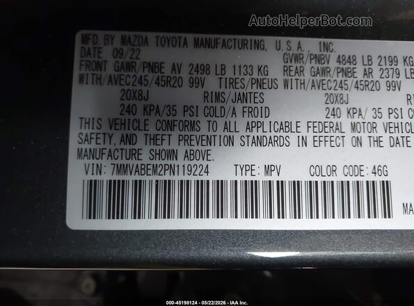 7MMVABEM2PN119224 2023 MAZDA CX-5 Gray Widok komory silnika
