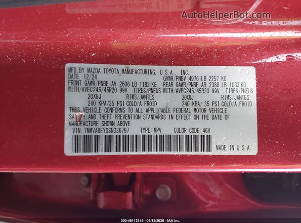 7MMVABEY0SN336797 2025 MAZDA CX-5 Red Շարժիչի բաժամունքի տեսք