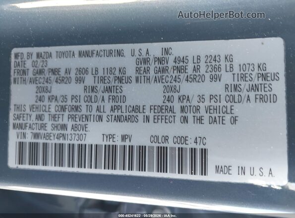 7MMVABEY4PN137307 2023 MAZDA CX-5 Gray Շարժիչի բաժամունքի տեսք