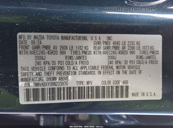 7MMVABXY0RN233970 2024 MAZDA CX-5 Синий Вид подкапотного пространства