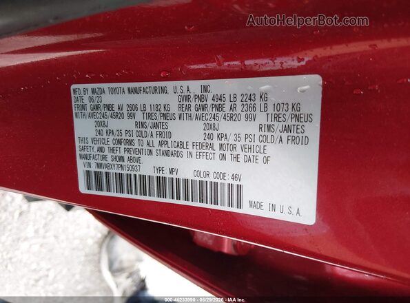 7MMVABXY7PN150937 2023 MAZDA CX-5 Red Вид підкапотного простору