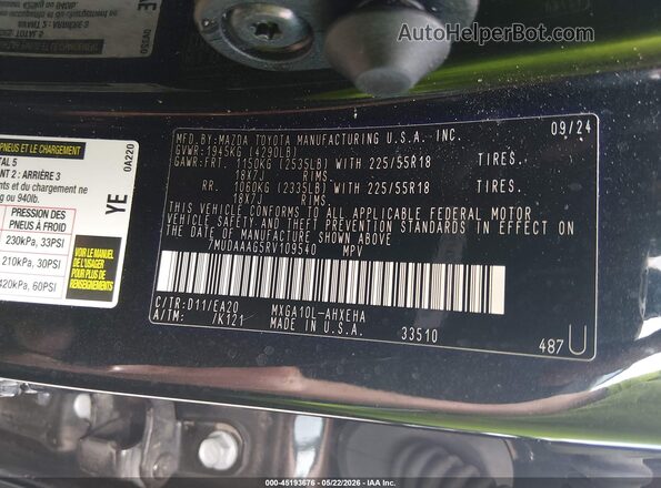 7MUDAAAG5RV109540 2024 TOYOTA COROLLA CROSS Black Engine compartment view