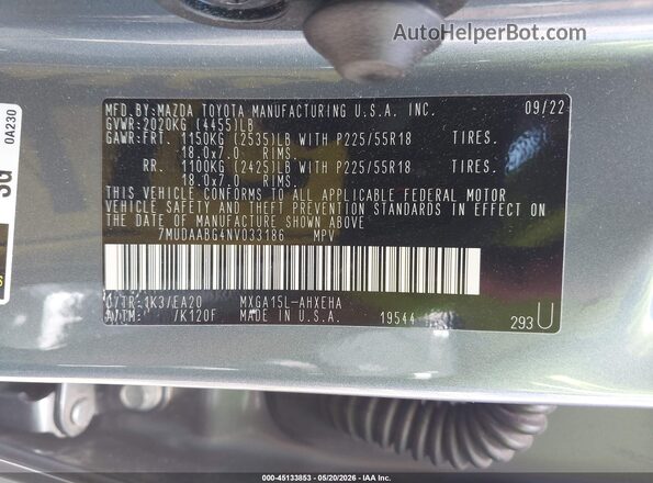 7MUDAABG4NV033186 2022 TOYOTA COROLLA CROSS Light Blue 
