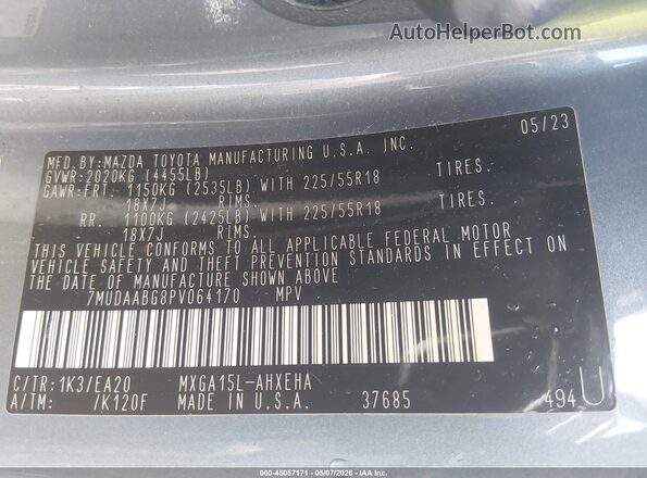 7MUDAABG8PV064170 2023 TOYOTA LL Blue Engine compartment view