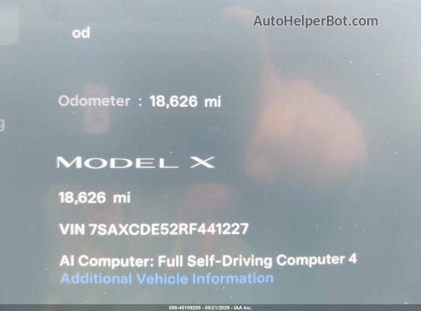 7SAXCDE52RF441227 2024 TESLA MODEL X Gray Widok wnętrza 360 stopni