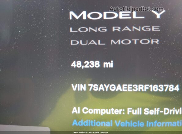 7SAYGAEE3RF163784 2024 TESLA MODEL Y Gray 