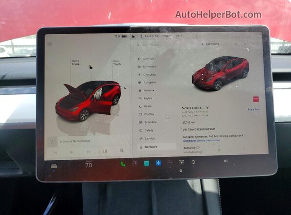 7SAYGAEE6RF069513 2024 TESLA MODEL Красный Вид щитка приборов