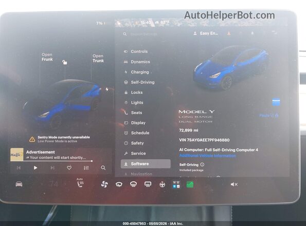 7SAYGAEE7PF946880 2023 TESLA MODEL Y Blue 