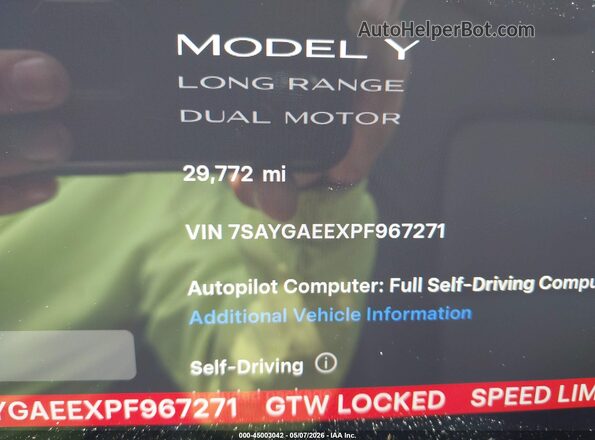 7SAYGAEEXPF967271 2023 TESLA MODEL Y Серый 