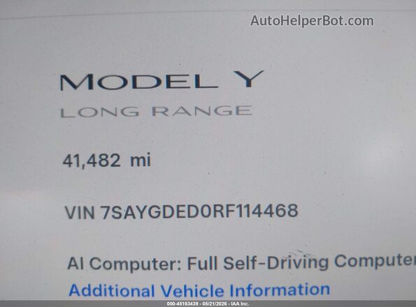 7SAYGDED0RF114468 2024 TESLA MODEL Y Gray 