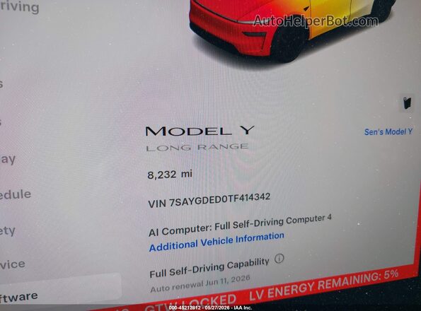 7SAYGDED0TF414342 2026 TESLA MODEL Y Черный Вид задних сидений