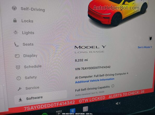 7SAYGDED0TF414342 2026 TESLA MODEL Y Черный 