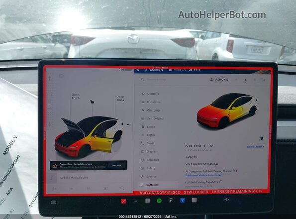 7SAYGDED0TF414342 2026 TESLA MODEL Y Черный 