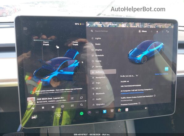 7SAYGDED1PF915696 2023 TESLA MODEL Y White უკანა სავარძლების ხედი