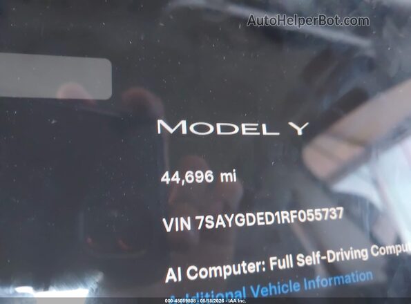 7SAYGDED1RF055737 2024 TESLA MODEL Y Gray Հետևի նստատեղերի տեսք