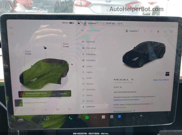 7SAYGDED1SF321375 2025 TESLA MODEL Y Black 