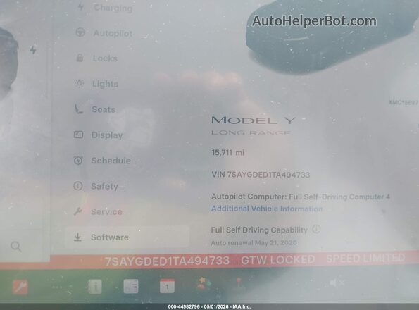 7SAYGDED1TA494733 2026 TESLA MODEL Y Черный Вид задних сидений