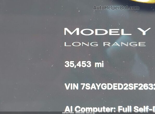 7SAYGDED2SF263289 2025 TESLA MODEL Y Gray 