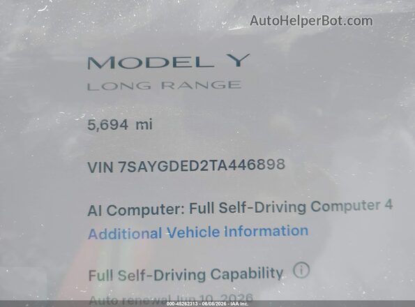7SAYGDED2TA446898 2026 TESLA MODEL Y Burgundy 