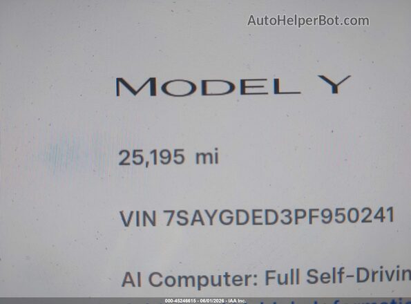 7SAYGDED3PF950241 2023 TESLA MODEL Y White 