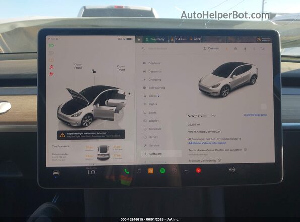 7SAYGDED3PF950241 2023 TESLA MODEL Y White 