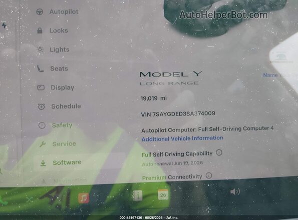 7SAYGDED3SA374009 2025 TESLA MODEL Y Серый 