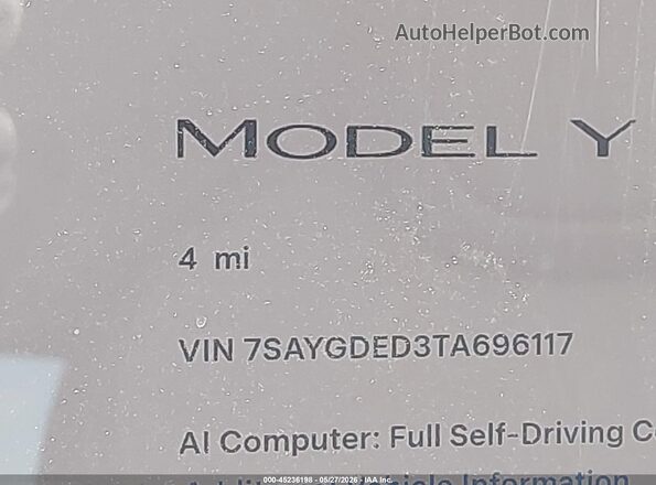 7SAYGDED3TA696117 2026 TESLA MODEL Y Gray 