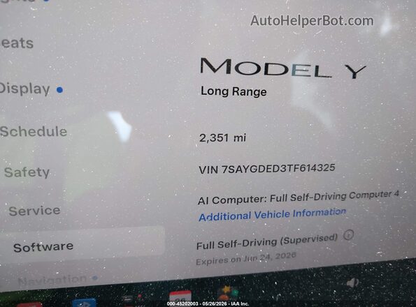 7SAYGDED3TF614325 2026 TESLA MODEL Y Gray 