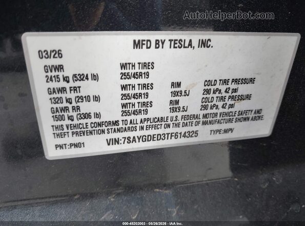 7SAYGDED3TF614325 2026 TESLA MODEL Y Gray Widok komory silnika