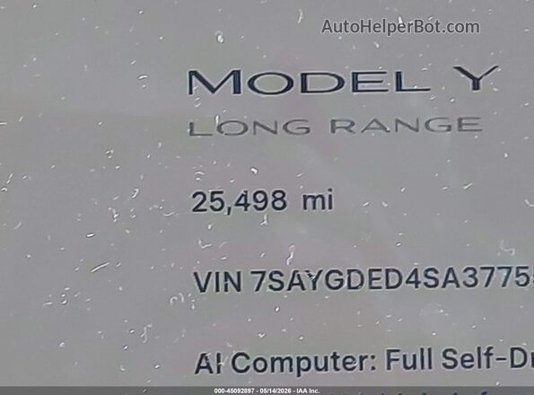 7SAYGDED4SA377551 2025 TESLA MODEL Y Gray 