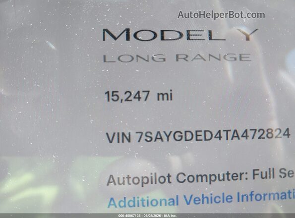 7SAYGDED4TA472824 2026 TESLA MODEL Y Серый 