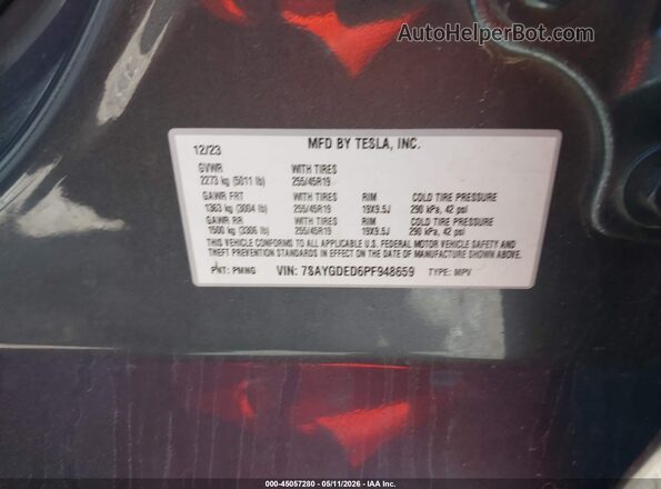 7SAYGDED6PF948659 2023 TESLA MODEL Y Gray Շարժիչի բաժամունքի տեսք