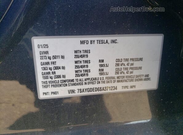 7SAYGDED6SA371234 2025 TESLA MODEL Gray Vista del compartimento del motor