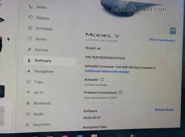7SAYGDED6SA371234 2025 TESLA MODEL Gray Vista del cuadro de instrumentos